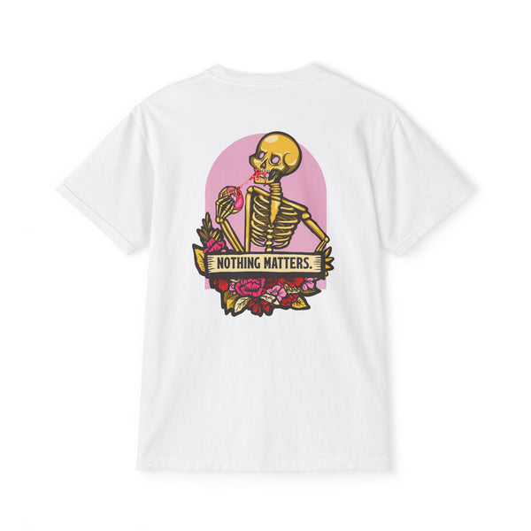 Donut Kill my Vibe - Pocket Tee with Large Back Print - Pink